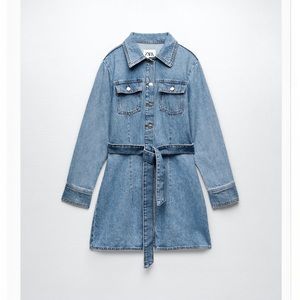 Zara belted denim mini dress